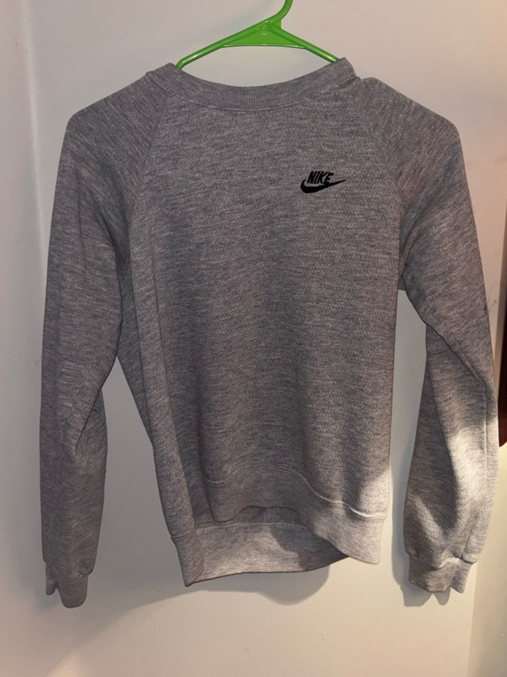 1990s Vintage Nike Women's Grey Crewneck Sweatshirt with Black Swoosh